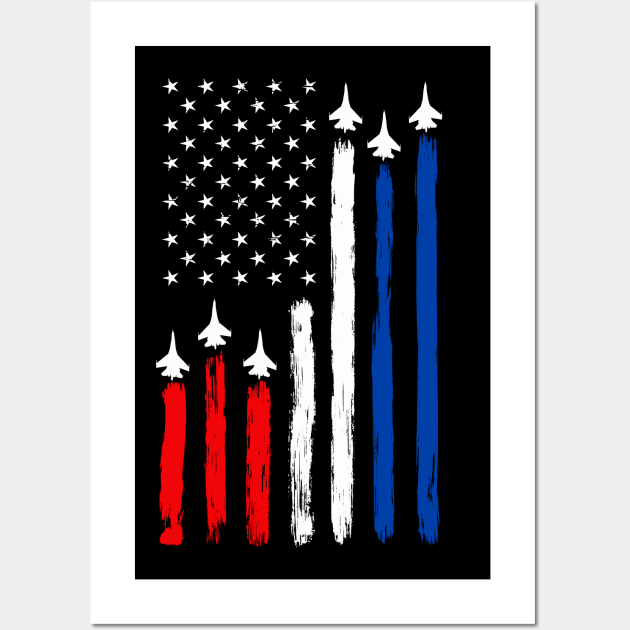 Air Force US Veterans 4th of July T shirt - Merica Flag T-Shirt Wall Art by Pannolinno